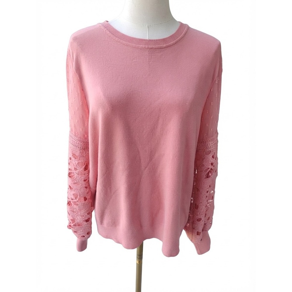 Siani Peach Lace Sleeve Boho Blouse Size Extra Large NWT